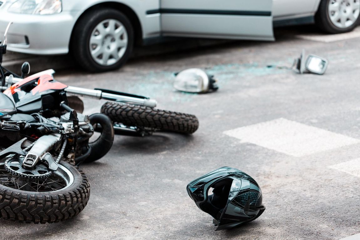 Overturned motorcycle after a collision — New Jersey motorcycle accident